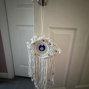 White Evil Eye Macrame Wall Hanging